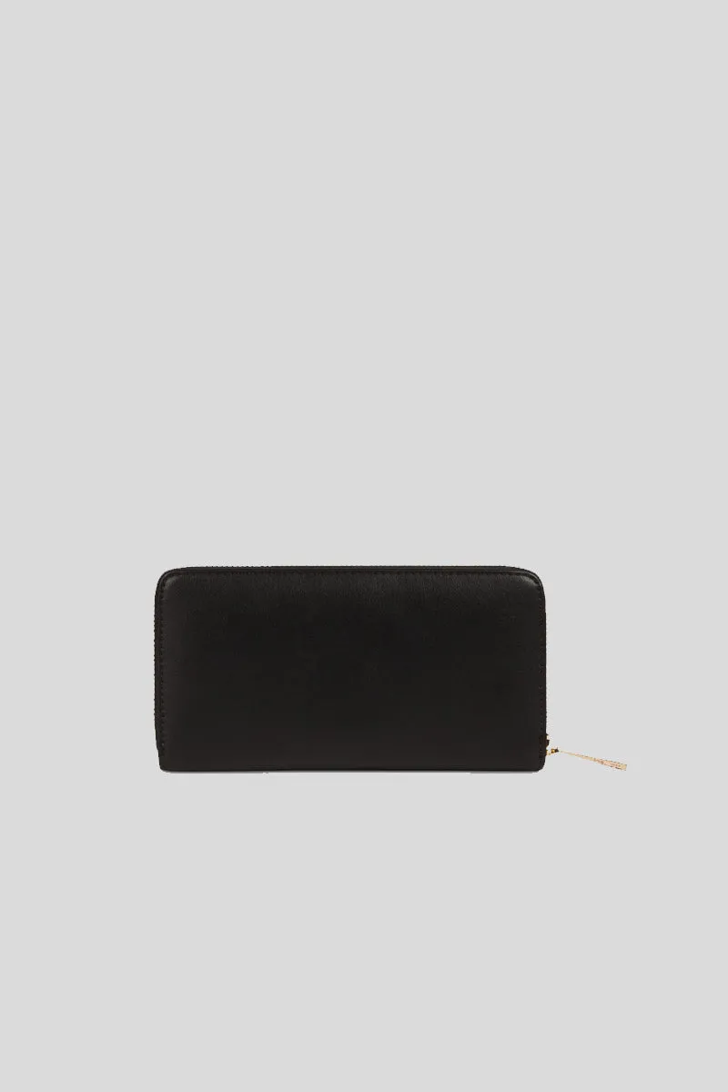 Lisbona Zip 3 Pocket Lg Wallet Smooth Ecoleather - Black