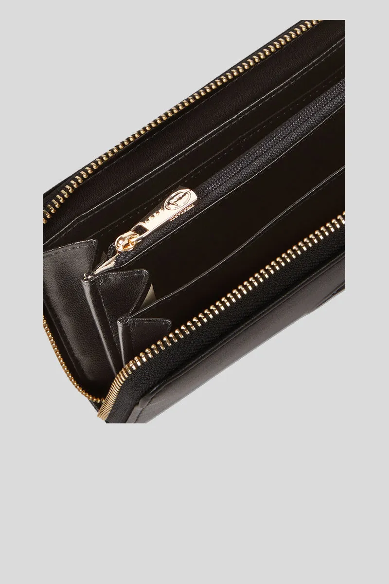 Lisbona Zip 3 Pocket Lg Wallet Smooth Ecoleather - Black