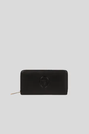 Lisbona Zip 3 Pocket Lg Wallet Smooth Ecoleather - Black