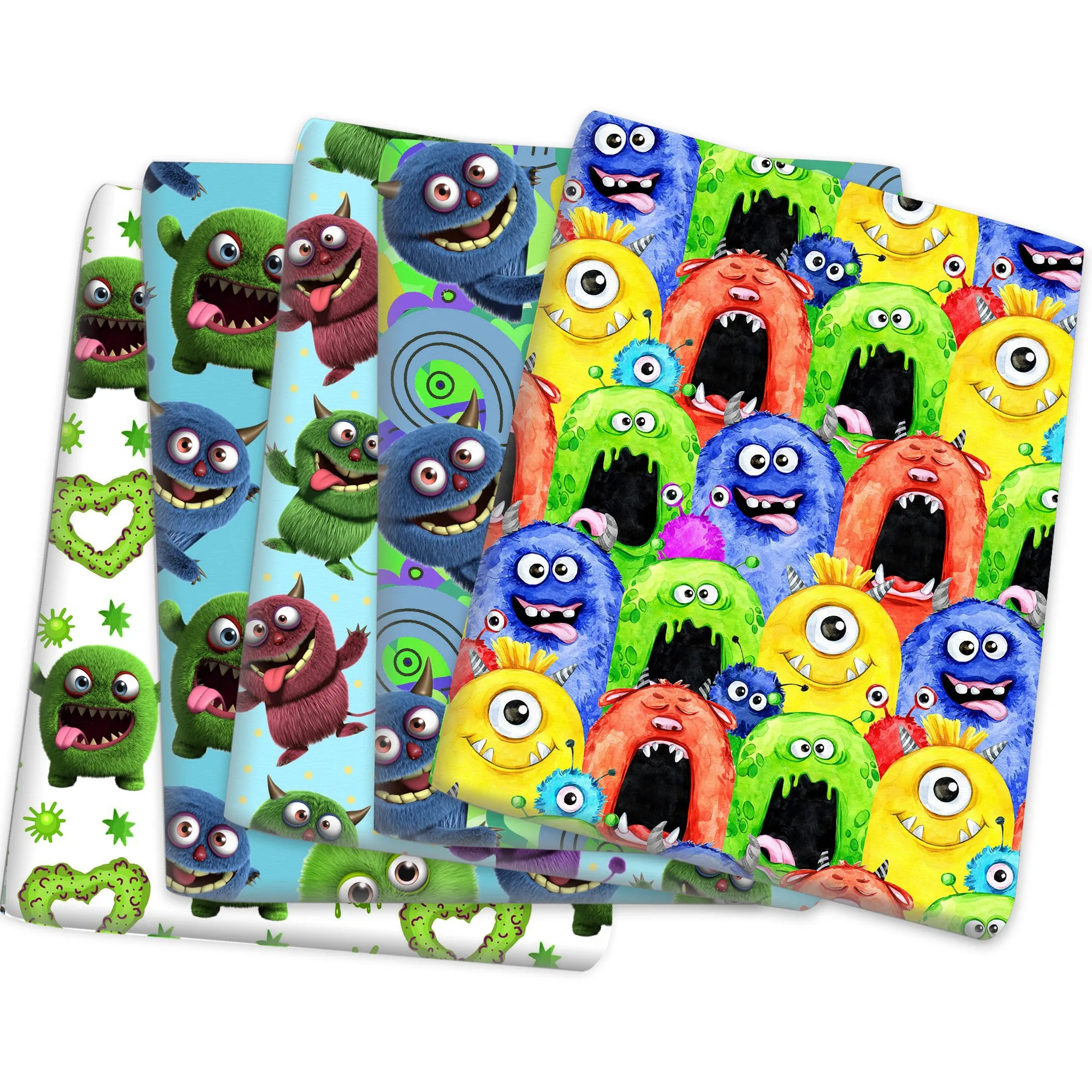 Little Monsters Theme Printed Fabric