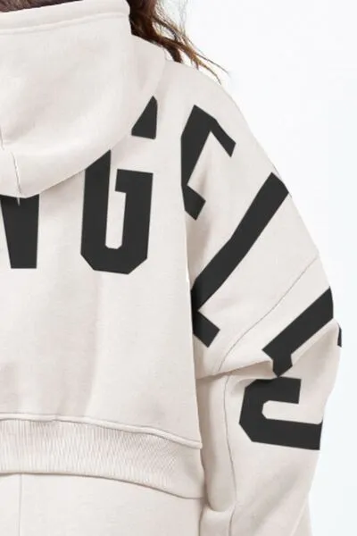 Log Angeles Cropped Hoodie - Beige