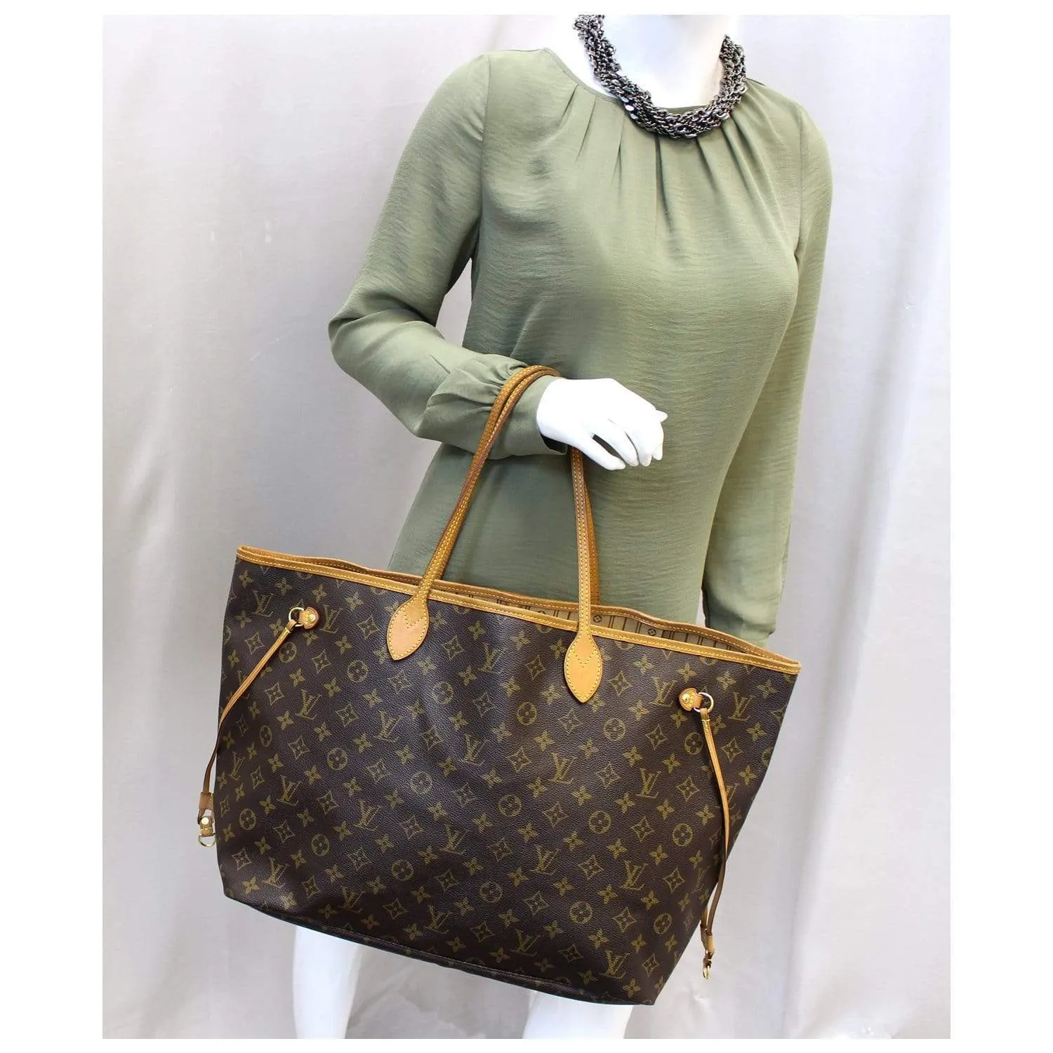 LOUIS VUITTON Neverfull GM Monogram Canvas Tote Shoulder Bag Brown