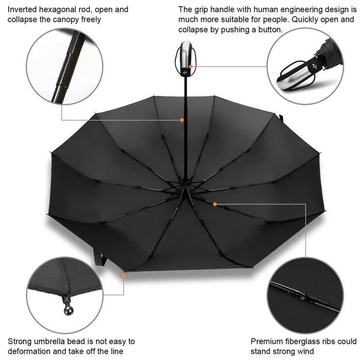Luxury Automatic Open & close Umbrella Folding Wind water Resistant