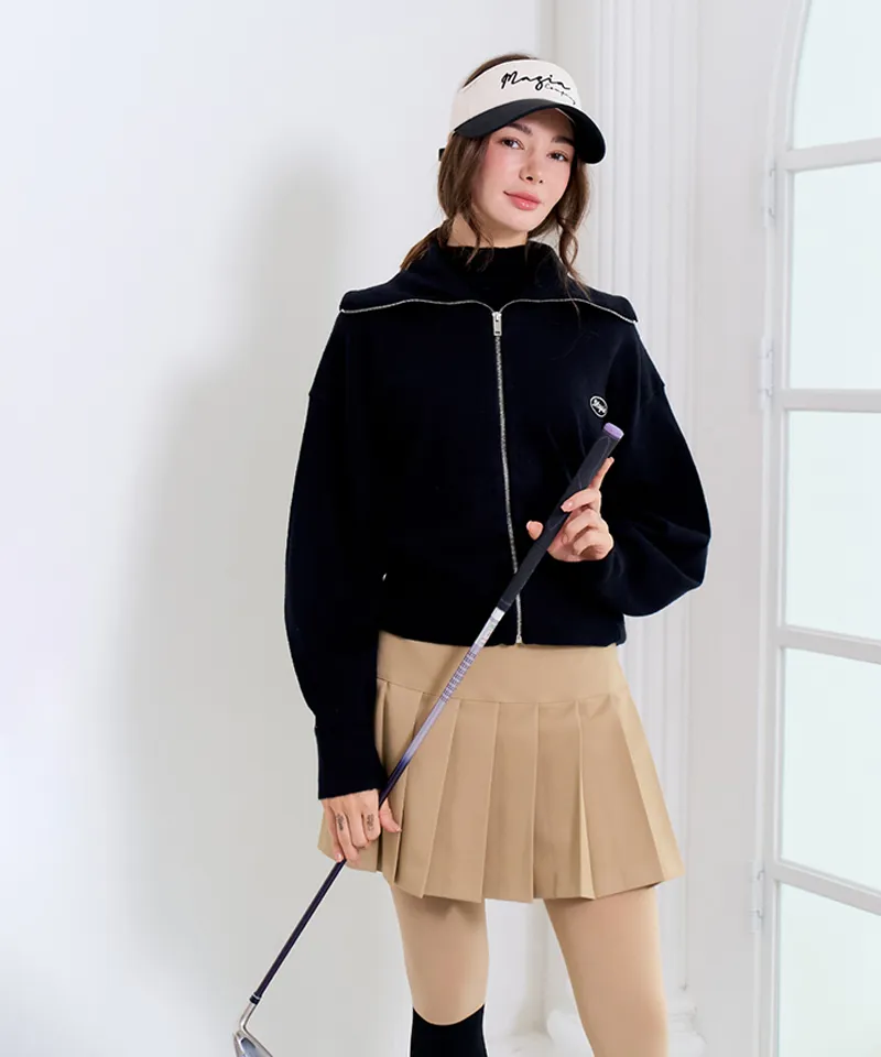 MAGIA Cream Knit Zip-up - Black
