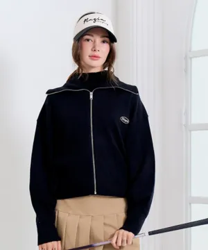 MAGIA Cream Knit Zip-up - Black