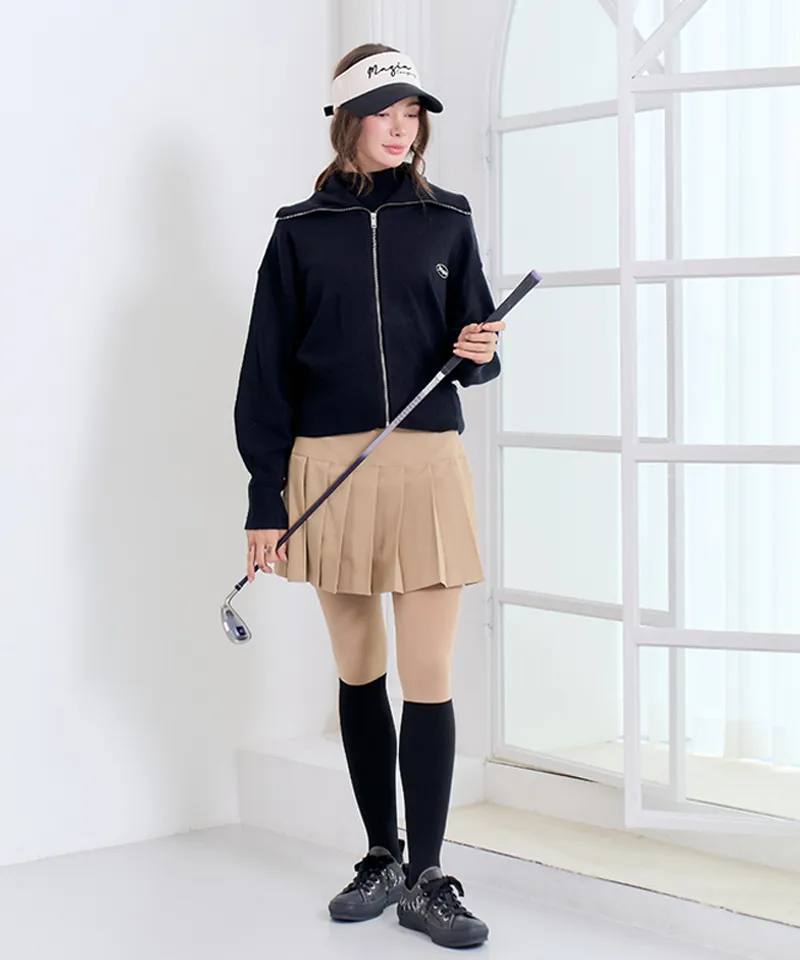 MAGIA Cream Knit Zip-up - Black
