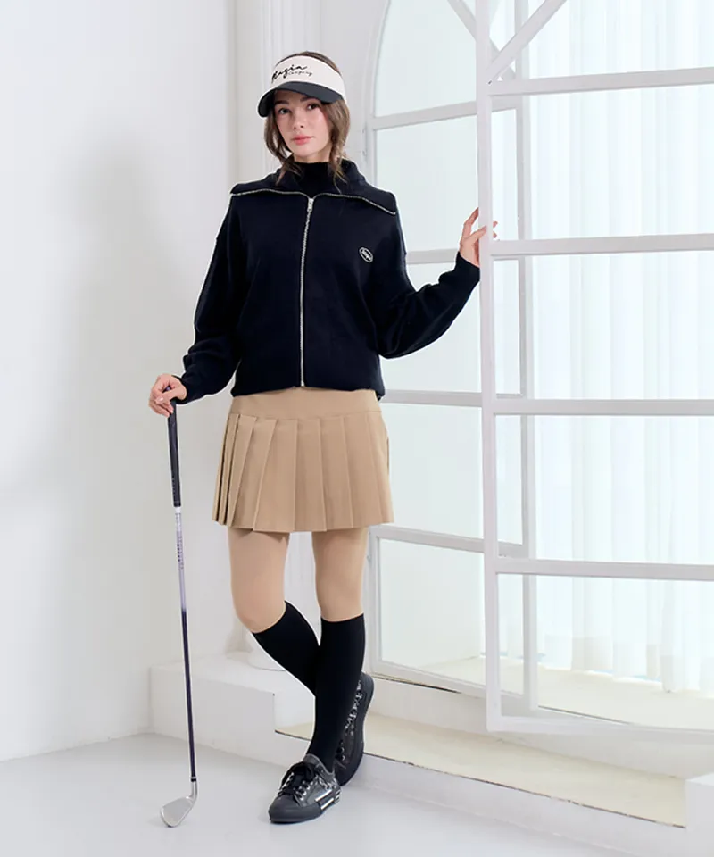 MAGIA Cream Knit Zip-up - Black