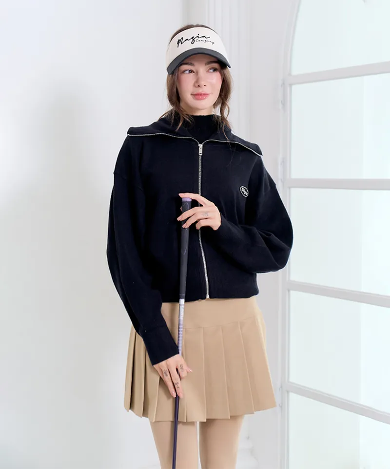 MAGIA Cream Knit Zip-up - Black