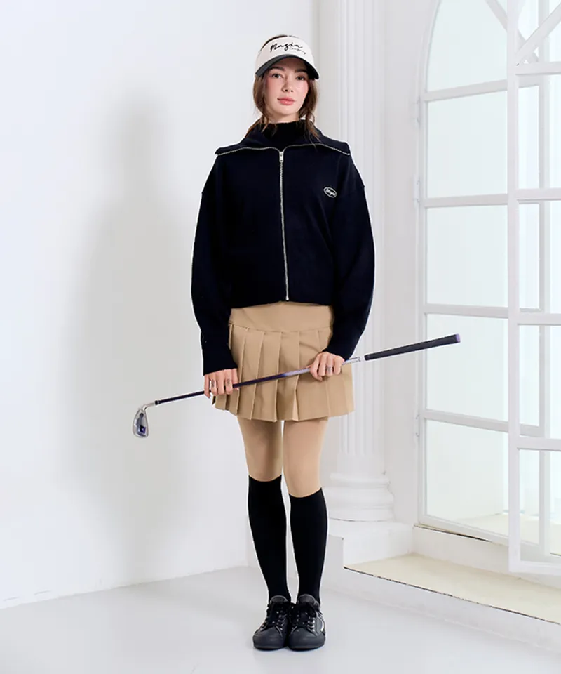 MAGIA Cream Knit Zip-up - Black