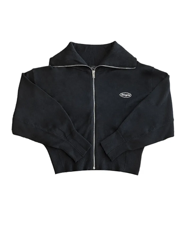 MAGIA Cream Knit Zip-up - Black