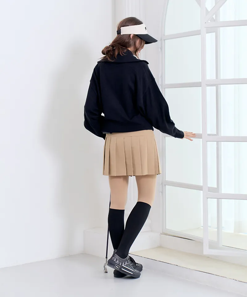 MAGIA Cream Knit Zip-up - Black