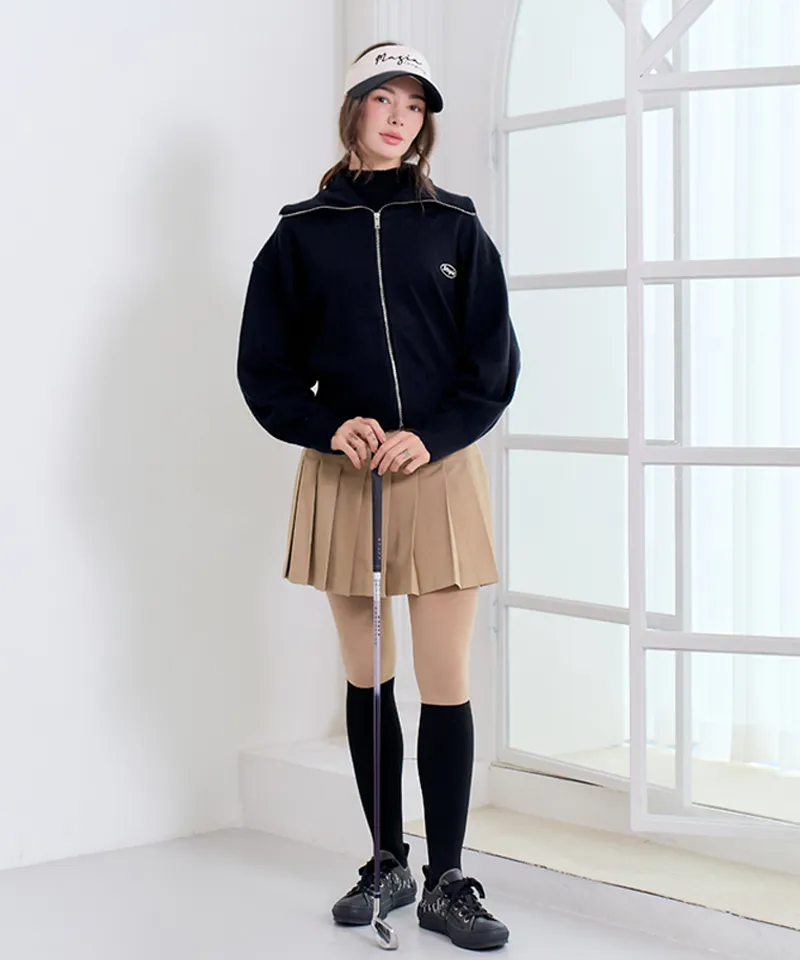 MAGIA Cream Knit Zip-up - Black