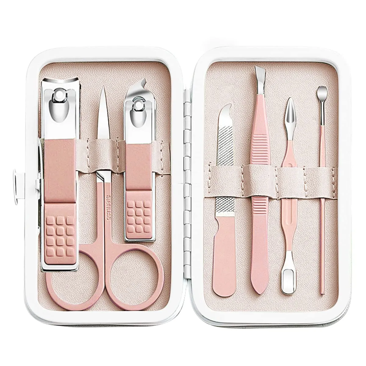 Manicure Set Men Women Nail Clipper Set 8in1 Stainless Steel Toe Finger Nail Clipper Personal Care Tools with Portable Travel Case Pedicure Tools Grooming Kit Gifts for Men Women Wife Family Friend