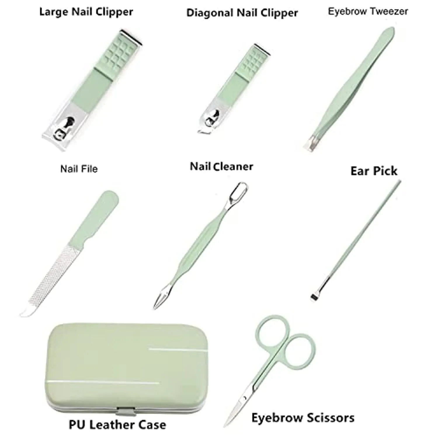 Manicure Set Men Women Nail Clipper Set 8in1 Stainless Steel Toe Finger Nail Clipper Personal Care Tools with Portable Travel Case Pedicure Tools Grooming Kit Gifts for Men Women Wife Family Friend