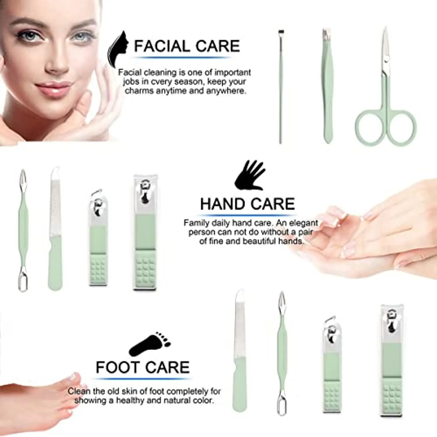 Manicure Set Men Women Nail Clipper Set 8in1 Stainless Steel Toe Finger Nail Clipper Personal Care Tools with Portable Travel Case Pedicure Tools Grooming Kit Gifts for Men Women Wife Family Friend