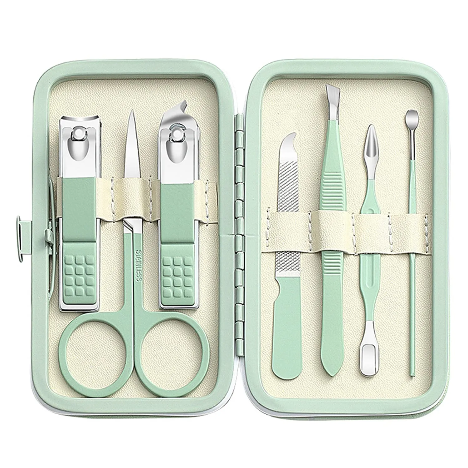 Manicure Set Men Women Nail Clipper Set 8in1 Stainless Steel Toe Finger Nail Clipper Personal Care Tools with Portable Travel Case Pedicure Tools Grooming Kit Gifts for Men Women Wife Family Friend