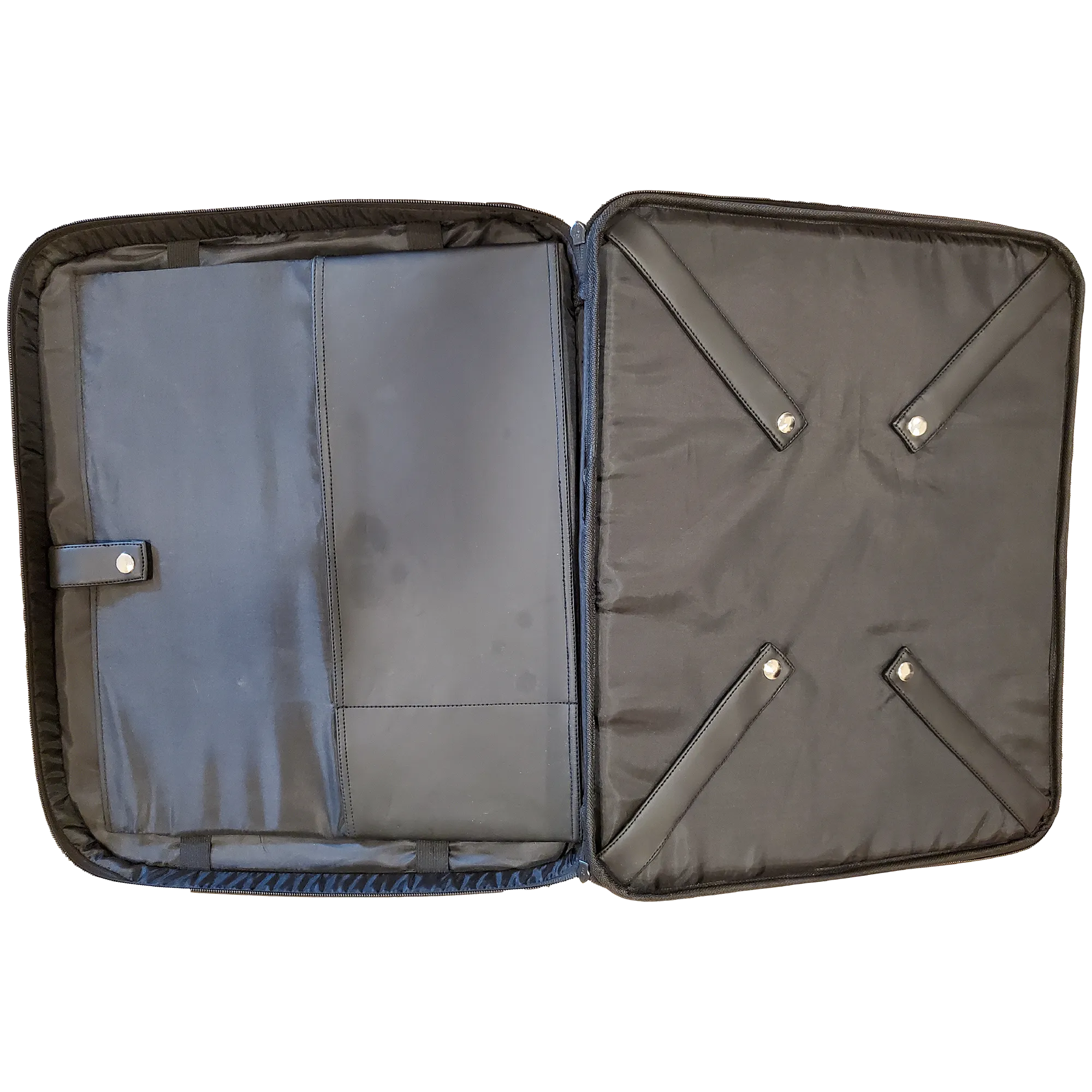 Masonic Briefcase Style Apron Case - Machine Embroidery on Black Faux Leather