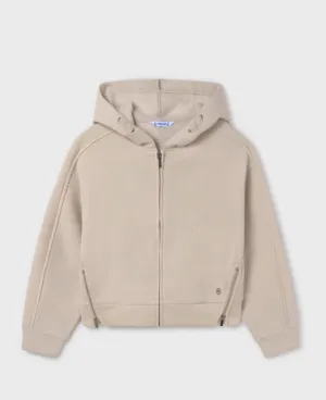 Mayoral Girls Zip up Beige Sweatshirt: Size 8-16