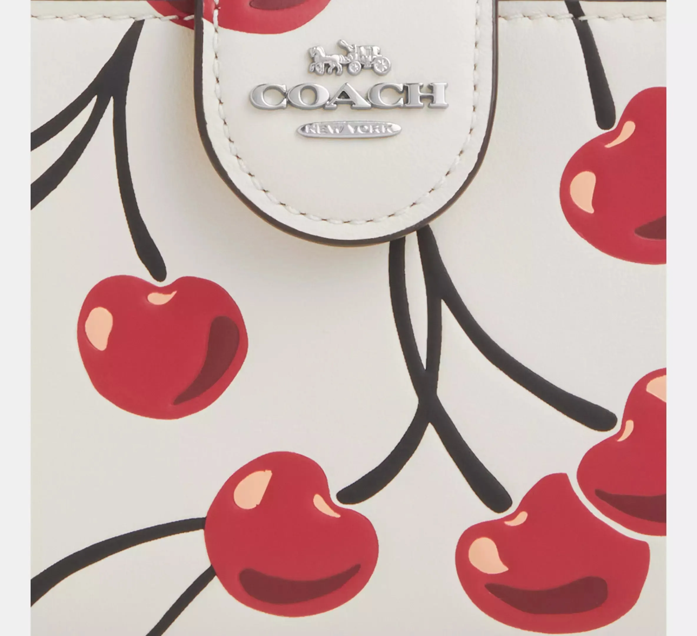 Medium Corner Zip Wallet With Cherry Print