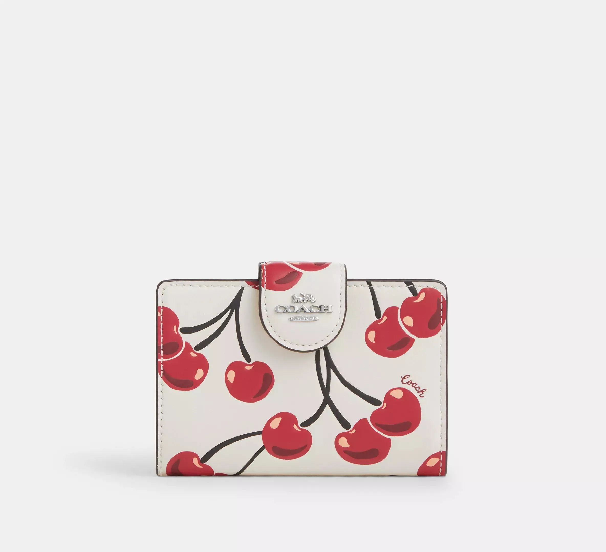 Medium Corner Zip Wallet With Cherry Print
