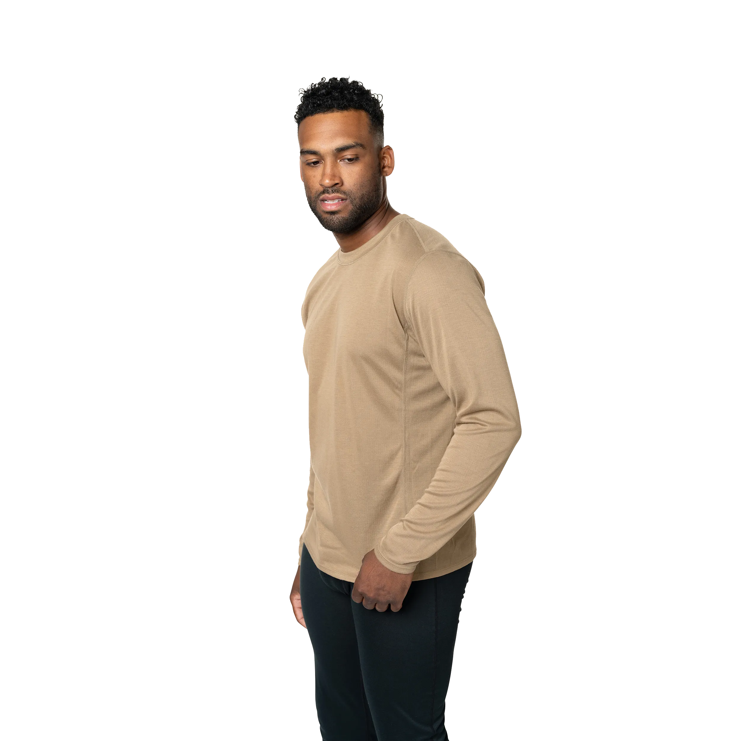 Men's Double Layer Crewneck - Tan 499