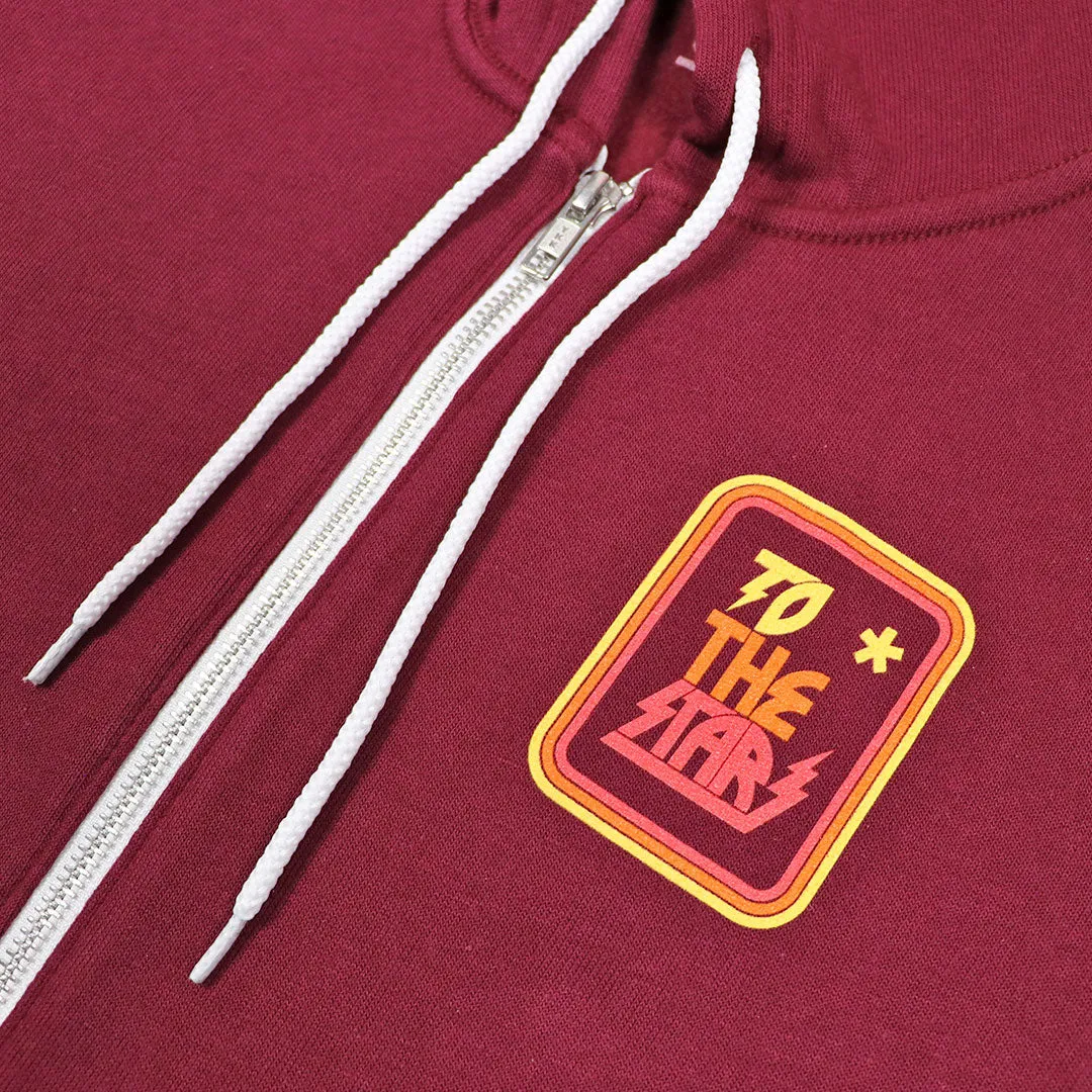 Metal Logo Zip-Up Hoodie Maroon