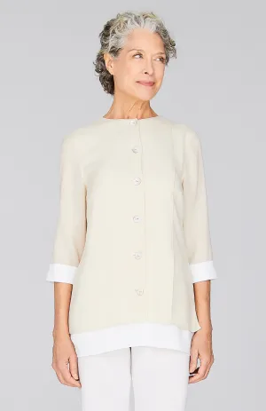 Microlinen Double Layer Jacket w/Front Slit
