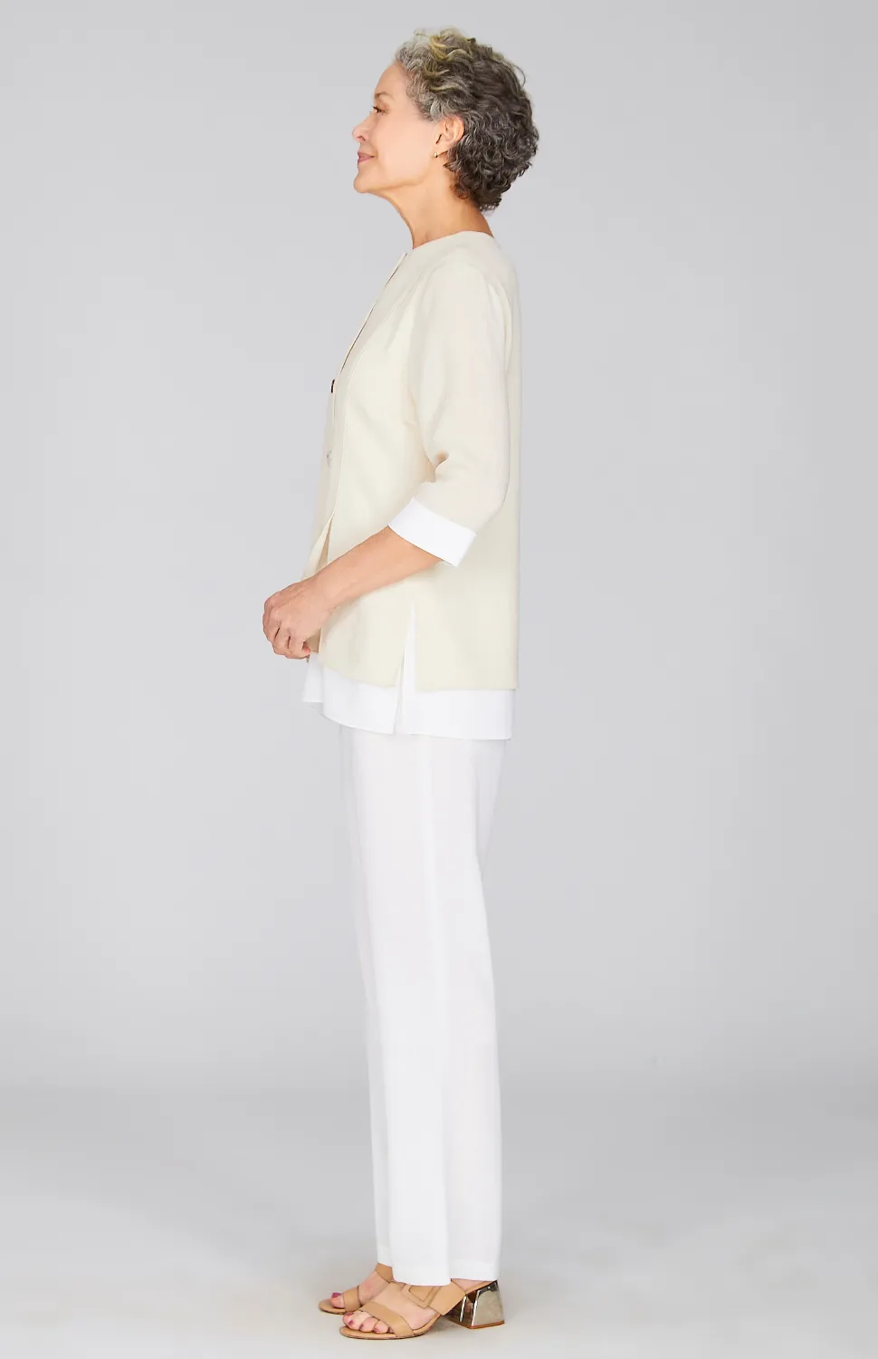 Microlinen Double Layer Jacket w/Front Slit