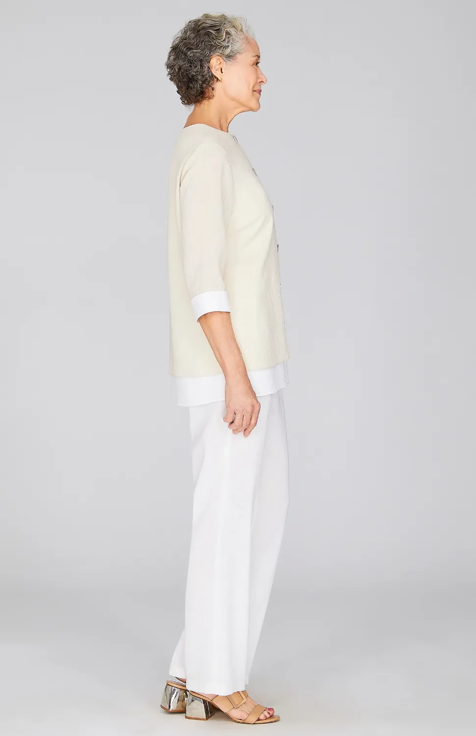 Microlinen Double Layer Jacket w/Front Slit