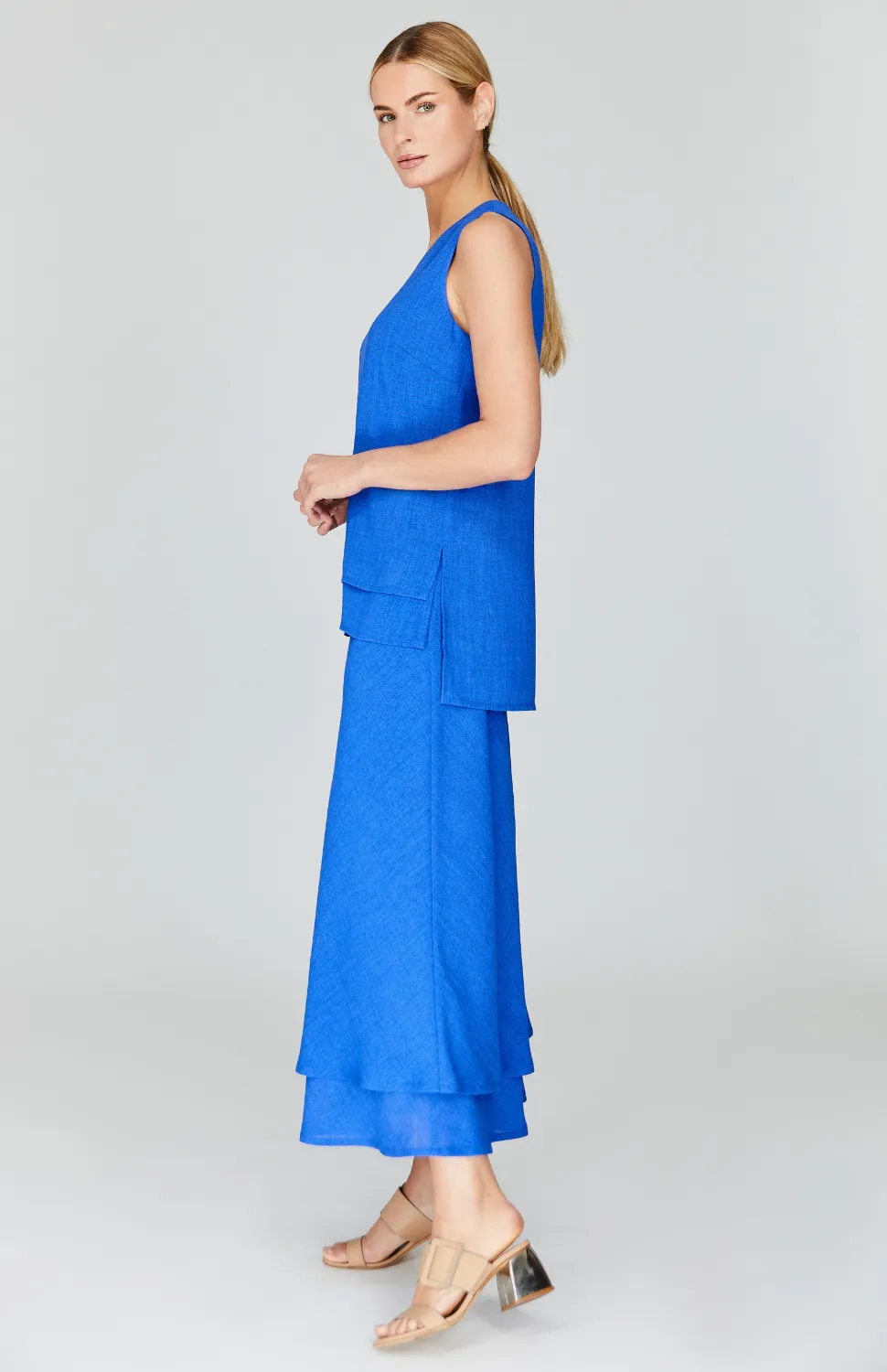 Microlinen Double Layer V Neck Tank