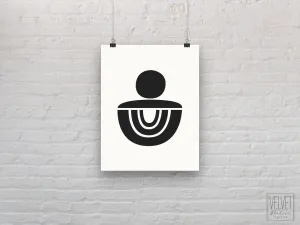 Mid century black and white print, retro style, neutral fine art print wall decor, modern art, fine art, wall hanging, Interior design, home