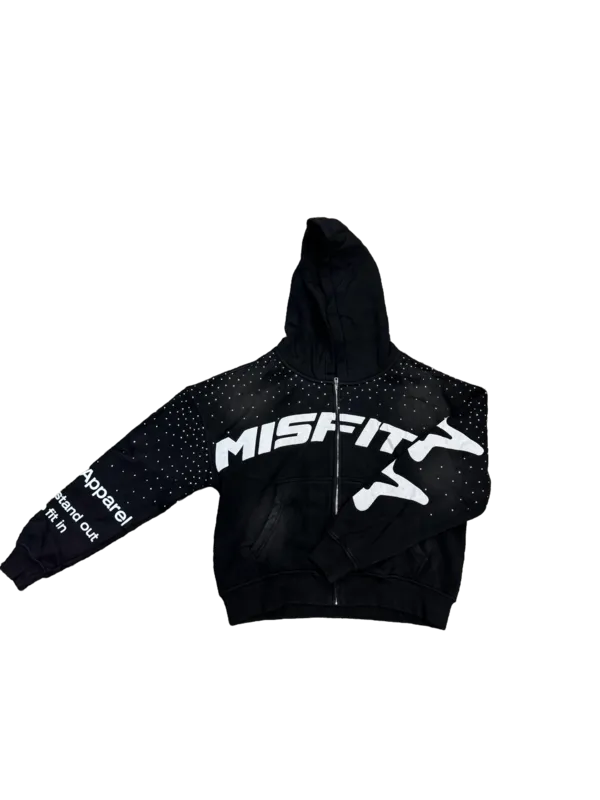 Misfits Rhinestone Zip-Up Hoodie Black