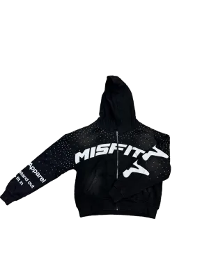 Misfits Rhinestone Zip-Up Hoodie Black