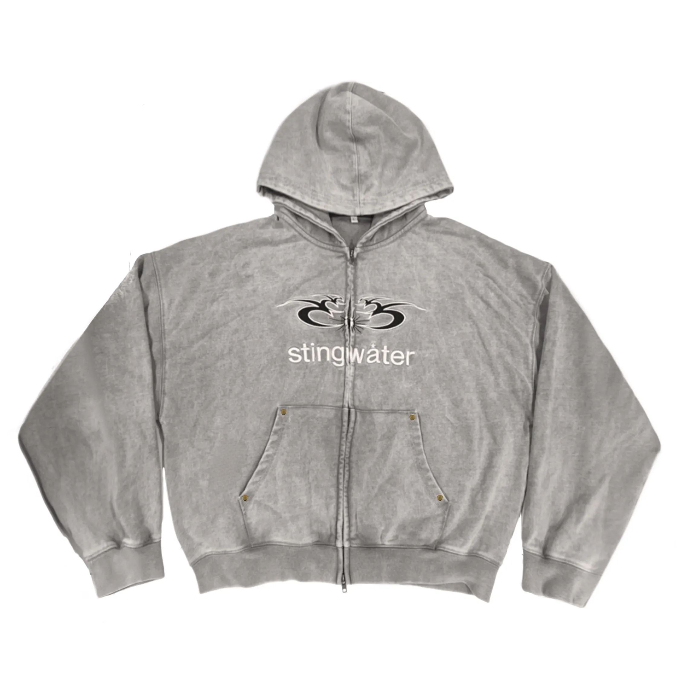 Moses Zip Up Hoodie Acid Gray