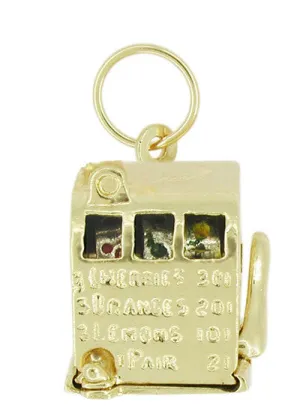 Movable Slot Machine Vintage Charm in 14 Karat Gold