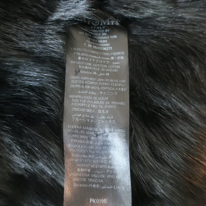 Mr & Mrs Italy Army Parka Coat Black Fox Fur-Lined Cotton Canvas Size Small