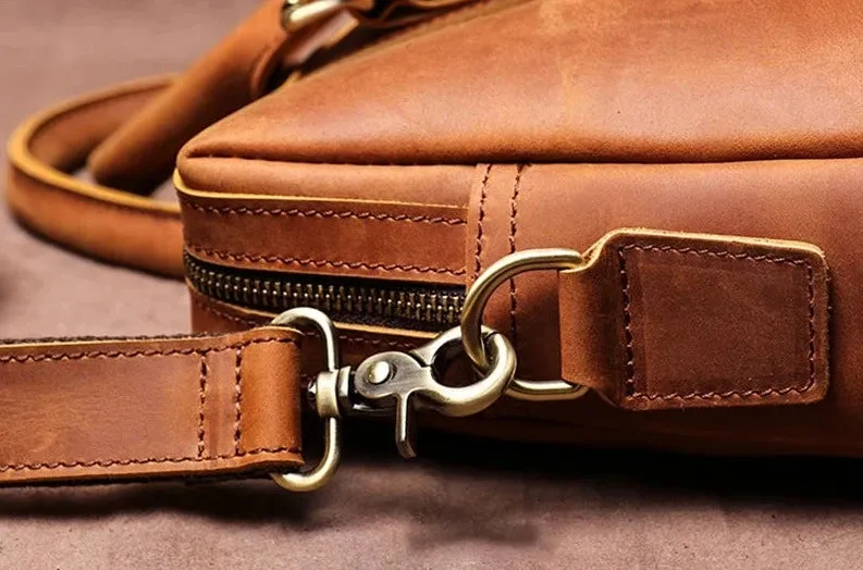 Navigator Men's Leather Crossbody Briefcase Bag - Practical & Stylish