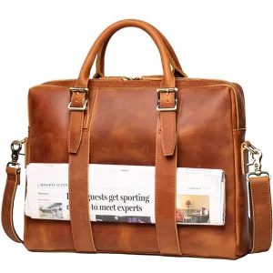 Navigator Men's Leather Crossbody Briefcase Bag - Practical & Stylish
