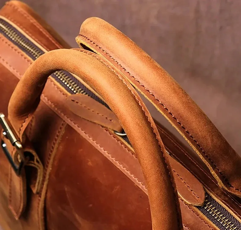 Navigator Men's Leather Crossbody Briefcase Bag - Practical & Stylish