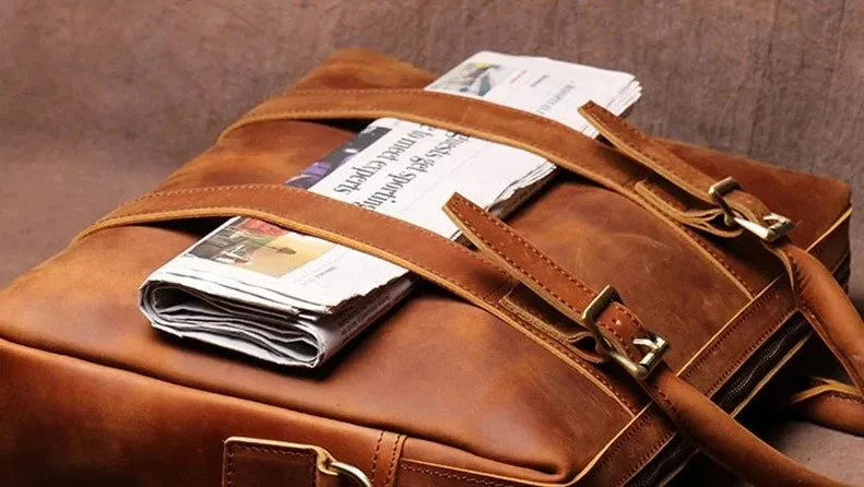 Navigator Men's Leather Crossbody Briefcase Bag - Practical & Stylish