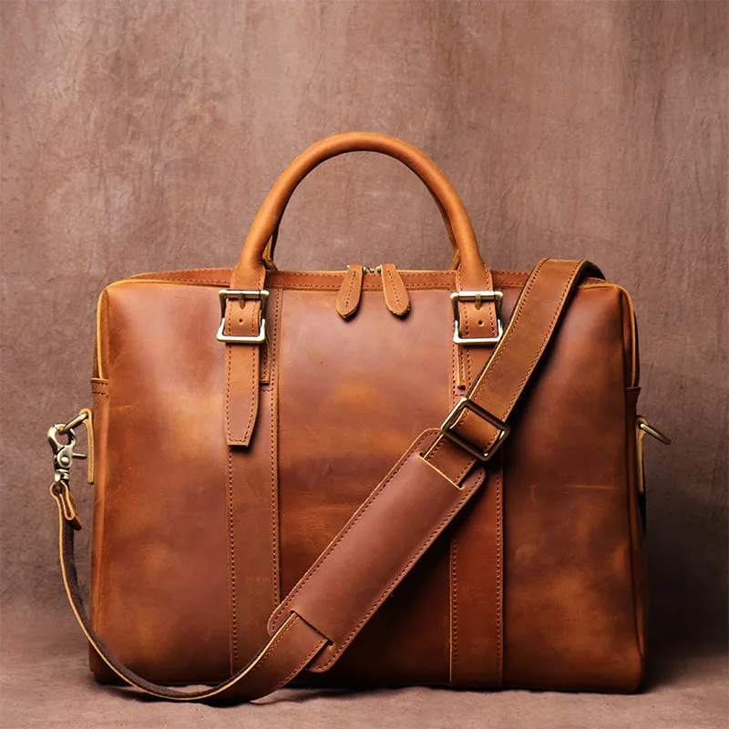 Navigator Men's Leather Crossbody Briefcase Bag - Practical & Stylish