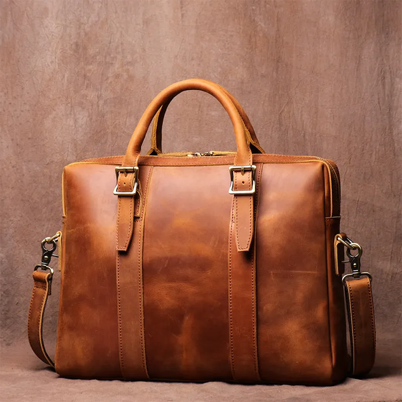 Navigator Men's Leather Crossbody Briefcase Bag - Practical & Stylish