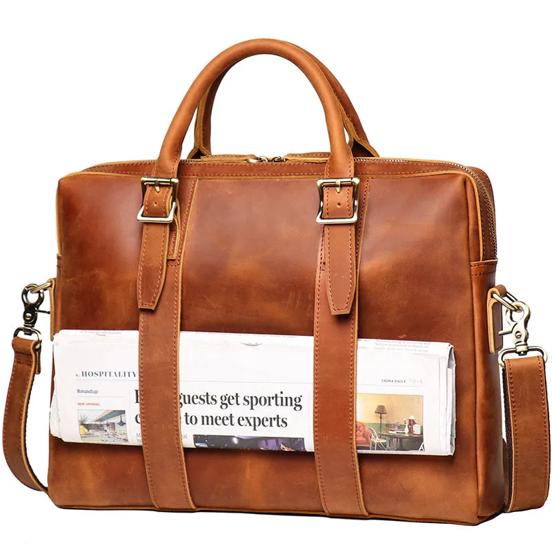 Navigator Men's Leather Crossbody Briefcase Bag - Practical & Stylish