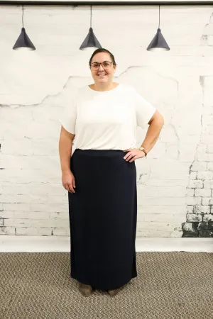 Navy Lined Maxi Skirt