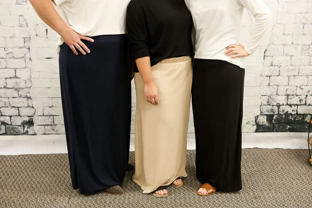 Navy Lined Maxi Skirt