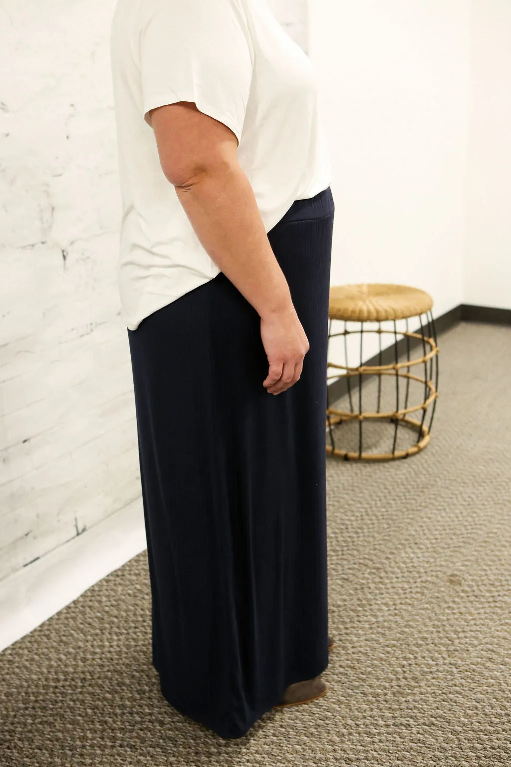 Navy Lined Maxi Skirt