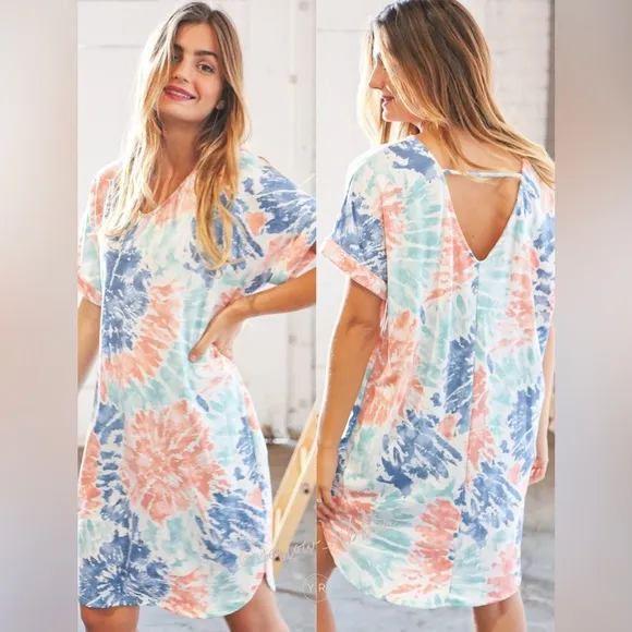 NEW Tie Dye Pocketed Midi Dress