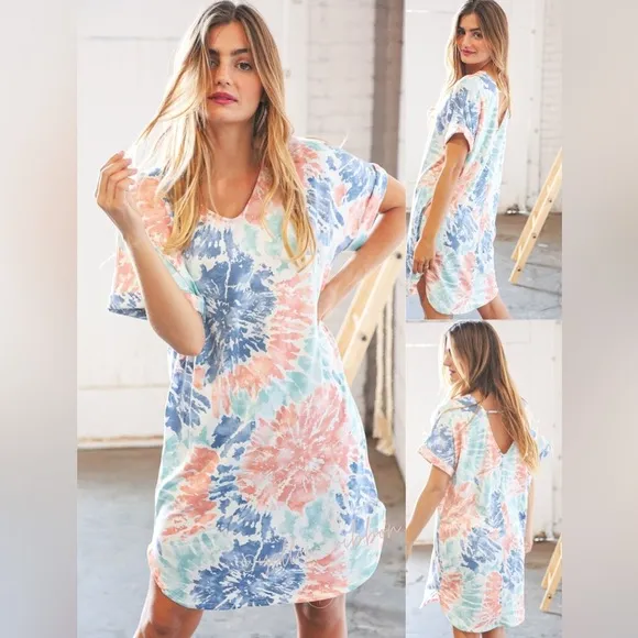 NEW Tie Dye Pocketed Midi Dress
