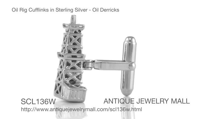 Oil Rig Cufflinks in Sterling Silver - Oil Derricks