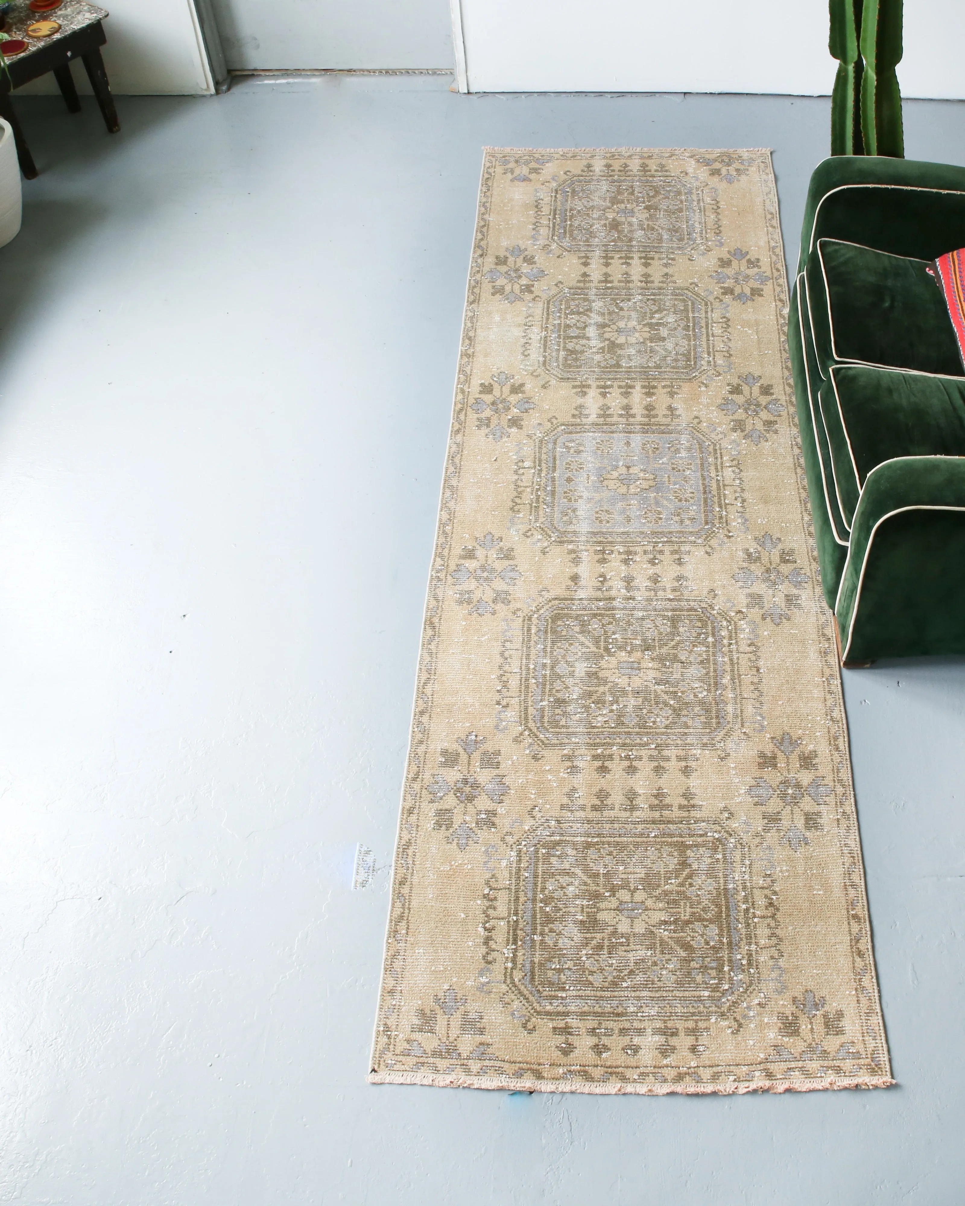 Old Konya Sille Turkish Runner Rug 3.3ftx10.7ft